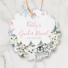 Winter Animal Gender onthulling hem of zij Snowfla Bedankjes Labels