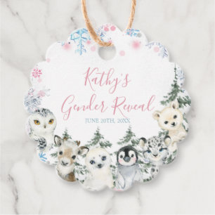 Winter Animal Gender onthulling hem of zij Snowfla Bedankjes Labels