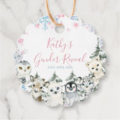 Winter Animal Gender onthulling hem of zij Snowfla Bedankjes Labels (Voorkant)