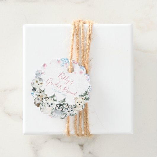 Winter Animal Gender onthulling hem of zij Snowfla Bedankjes Labels (In situ)