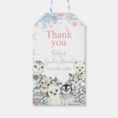 Winter Animal Gender onthulling hem of zij Snowfla Cadeaulabel (Voorkant)