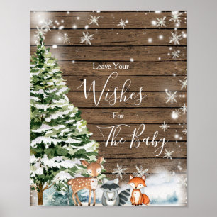 Winter Animal Woodland Baby shower Wensen voor Bab Poster