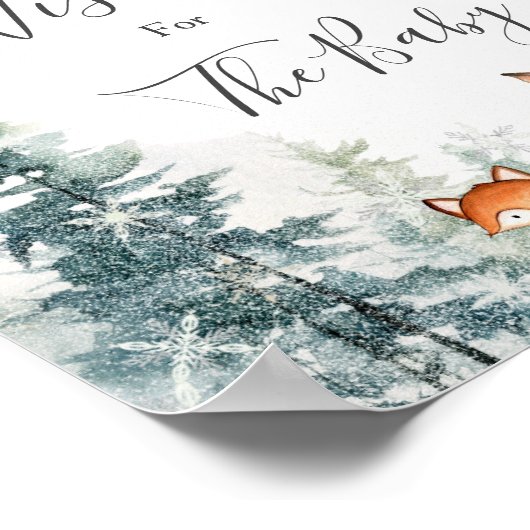 Winter Animal Woodland Baby shower Wensen voor Bab Poster (Hoek)