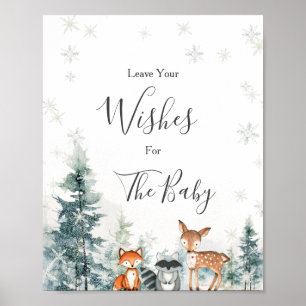 Winter Animal Woodland Baby shower Wensen voor Bab Poster