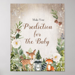 Winter Animal Woodland Floral Predications for bab Poster