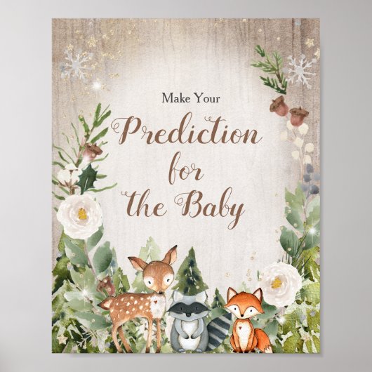 Winter Animal Woodland Floral Predications for bab Poster (Voorkant)