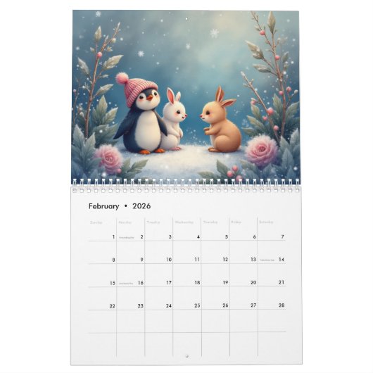 Winter Animals Calendar Kalender (Feb 2026)