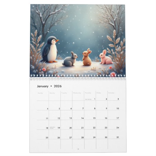 Winter Animals Calendar Kalender (Jan 2026)