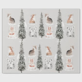 Winter Animals Grey Baby Shower Cadeaupapier (Vlak)