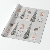 Winter Animals Grey Baby Shower Cadeaupapier (Uitgerold)