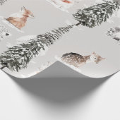 Winter Animals Grey Baby Shower Cadeaupapier (Hoek)