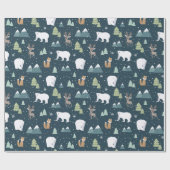 Winter Animals Pattern Kerstmis Cadeaupapier (Vlak)