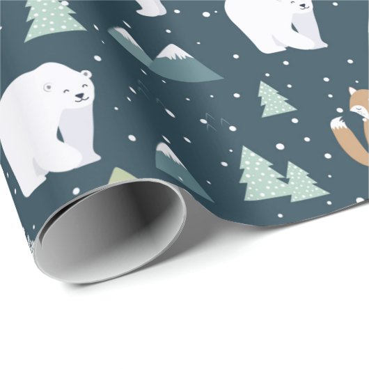 Winter Animals Pattern Kerstmis Cadeaupapier (Rol Hoek)