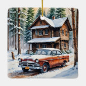 Winter Antiek Auto Kerst Ornament (Achterkant)