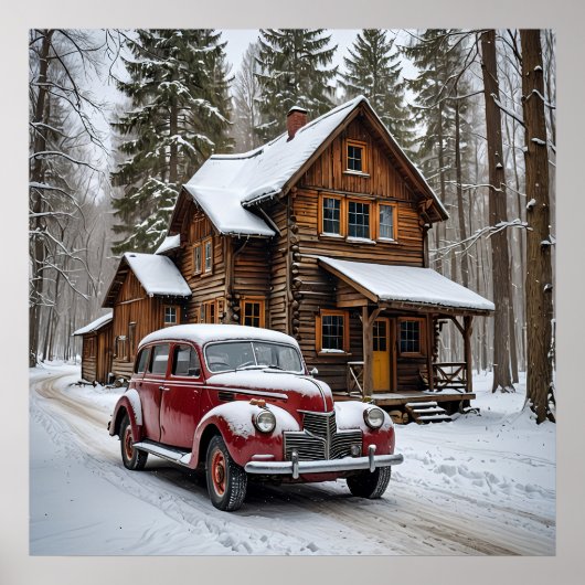 Winter Antiek auto Poster (Voorkant)