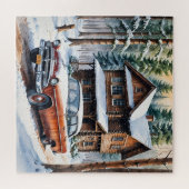 Winter Antiek auto puzzel (Horizontaal)