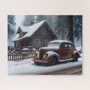 Winter Antiek auto puzzel Legpuzzel