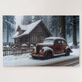 Winter Antiek auto puzzel Legpuzzel (Horizontaal)