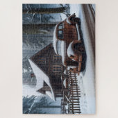 Winter Antiek auto puzzel Legpuzzel (Verticaal)