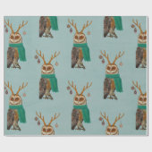 WINTER ANTLER OWL Wrapping Paper Cadeaupapier (Vlak)