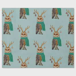 WINTER ANTLER OWL Wrapping Paper Cadeaupapier