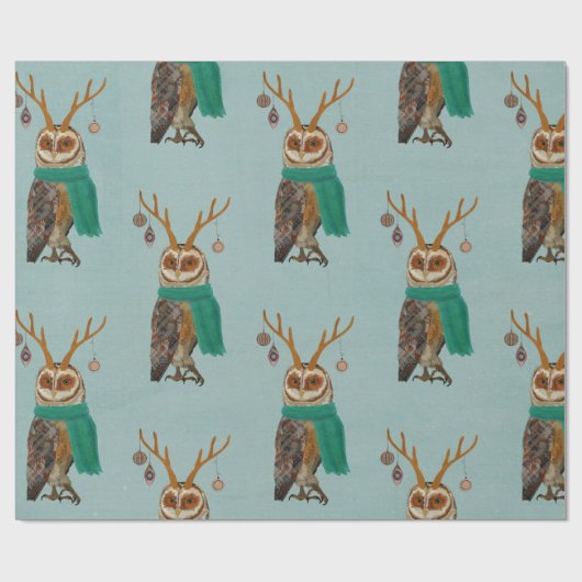 WINTER ANTLER OWL Wrapping Paper Cadeaupapier (Vlak)
