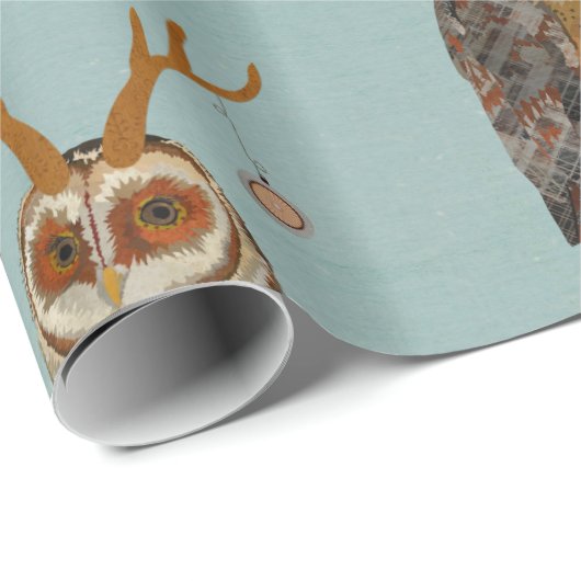 WINTER ANTLER OWL Wrapping Paper Cadeaupapier (Rol Hoek)