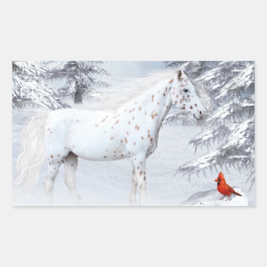 Winter appaloosa rechthoekige sticker (Voorkant)