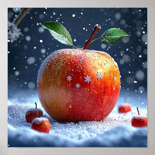 Winter Appellandschap Knus Sneeuw Natuur Poster (Voorkant)