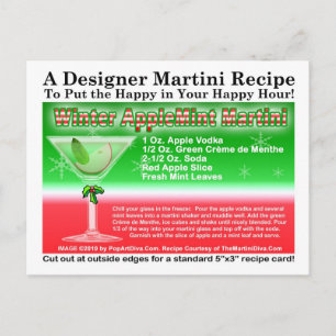 Winter Apple Mint KerstMartini Recipe Card Briefkaart