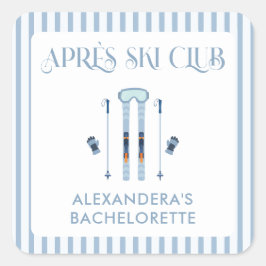 Winter Apre Ski Bachelorette Party Vierkante Sticker