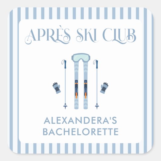 Winter Apre Ski Bachelorette Party Vierkante Sticker (Voorkant)