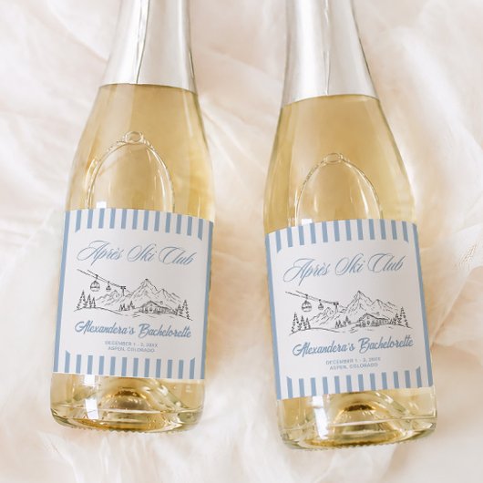 Winter Apres Ski Bachelorette Feest Sparkling Wijnetiket