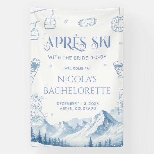 Winter Après Ski Bachelorette-feest verwelkoming Spandoek (Verticaal)