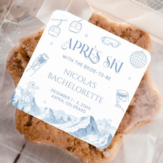 Winter Après Ski Bachelorette Feestje Vierkante Sticker