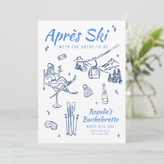Winter Apres Ski Bachelorette Kaart (Staand voorkant)