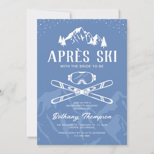 Winter Apres Ski Bachelorette Uitnodigingen (Voorkant)