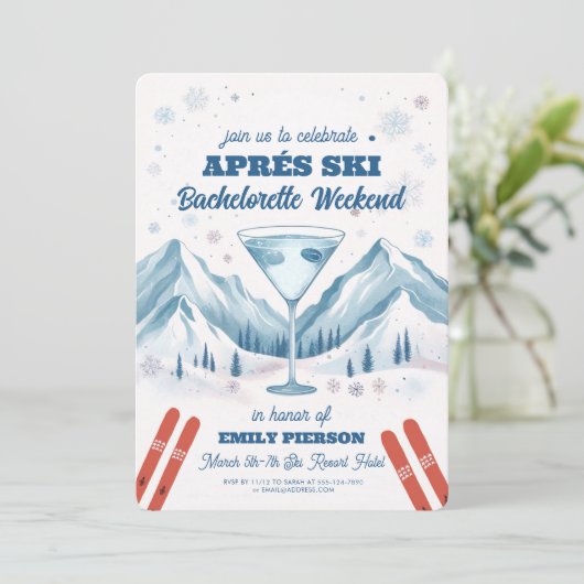 Winter Aprés Ski vrijgezellenfeest weekend Kaart (Staand voorkant)