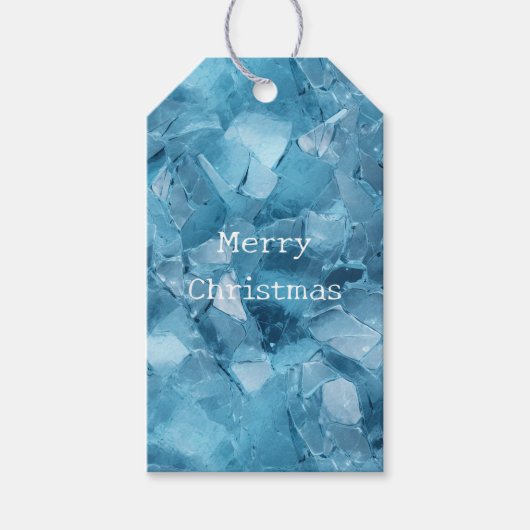 Winter Aqua Blue Ice Sneeuwvlokken Kerstmis Cadeaulabel (Voorkant)