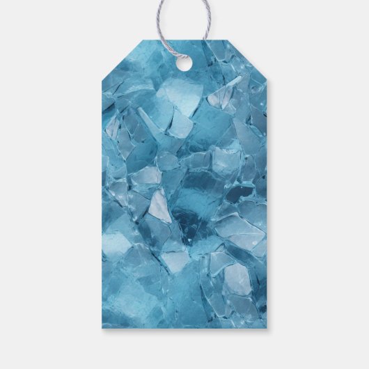 Winter Aqua Blue Ice Sneeuwvlokken Kerstmis Cadeaulabel (Achterkant)