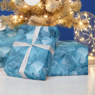 Winter Aqua Blue Ice Sneeuwvlokken Kerstmis Cadeaupapier