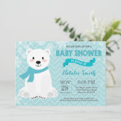 Winter Aqua Polar Beer Baby shower Kaart (Staand voorkant)
