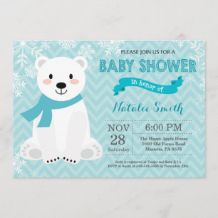 Winter Aqua Polar Beer Baby shower Kaart