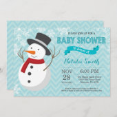 Winter Aqua Snowman Baby shower Uitnodiging (Voorkant / Achterkant)