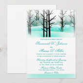 Winter Aqua Woodland Trees Huwelijksuitnodigingen Kaart (Voorkant / Achterkant)