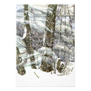 Winter aquarel schilderij foto afdruk