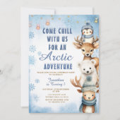 Winter Arctic Adventure 1st Birthday Animals Party Kaart (Voorkant)
