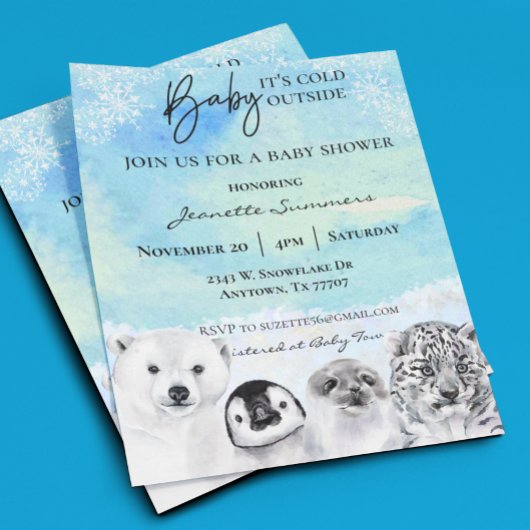 Winter Arctic Animal BabyShower Het is koud buiten