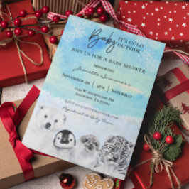 Winter Arctic Animal BabyShower Het is koud buiten Kaart