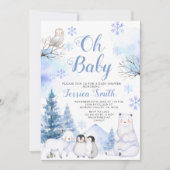 Winter Arctic Animal Mountain Baby shower Kaart (Voorkant)